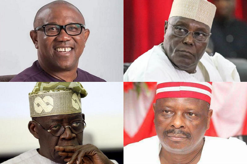 Labour Party (LP) presidential candidate, Peter Gregory Onwubuasi Obi, Peoples Democratic Party (PDP) presidential candidate, Atiku Abubakar, All Progressives Congress (APC) presidential candidate, Bola Ahmed Tinubu, and New Nigeria People’s Party (NNPP) presidential candidate, Rabiu Musa Kwankwaso